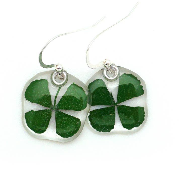 61022 Four Leaf Clover Flower Earrings for wholesale by Petal Connection