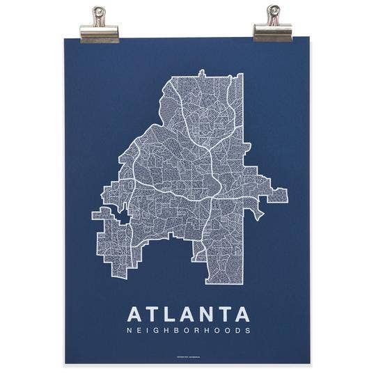 Native Maps - Wholesale Poster - Atlanta, GA Neighborhood City Map Poster0