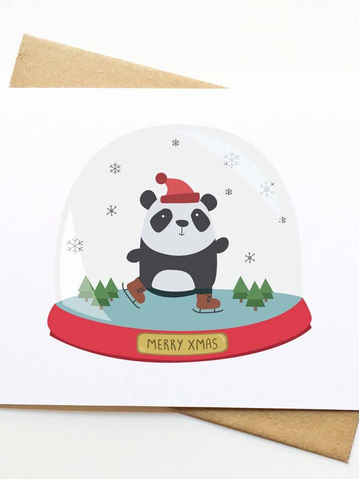 Panda Snowglobe Card for wholesale by Le Trango Studios