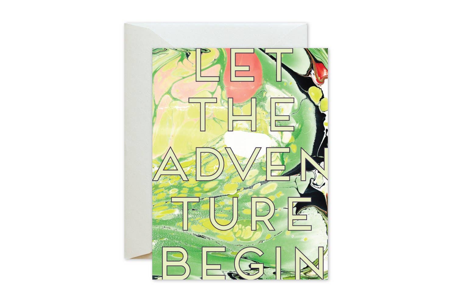 pixelimpress - Wholesale Everyday Greeting Card - Let The Adventure Begin Chartreuse Marble Greeting Card0