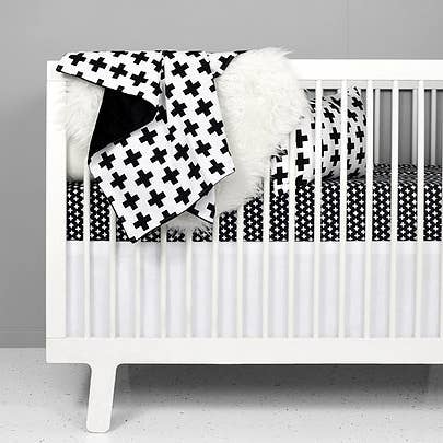 Olli+Lime - Wholesale Cot/Crib Sheets - Cross Crib Sheet - Black2