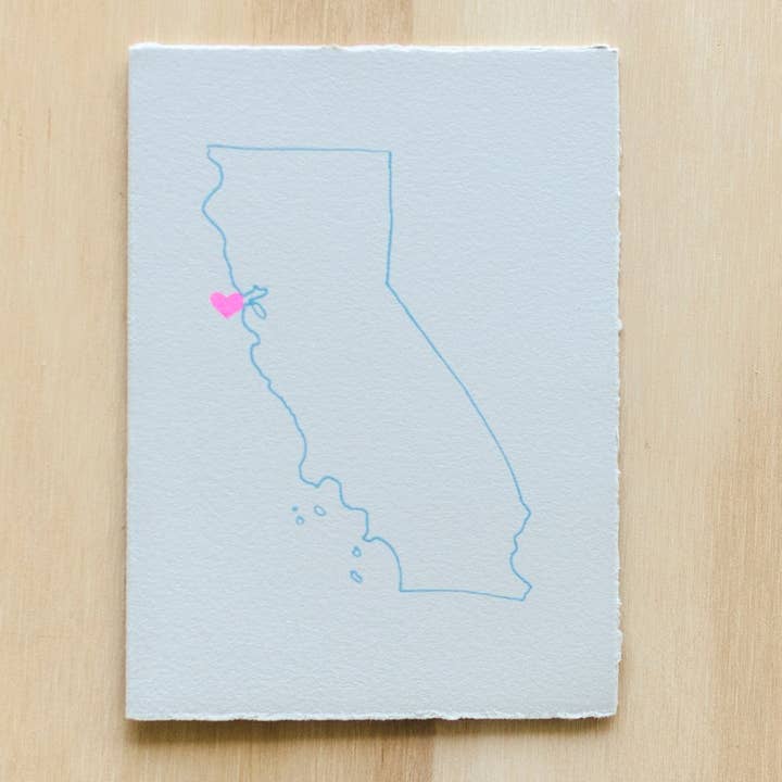CALIFORNIA MAP GREETING CARD for wholesale by Alphabet Studios