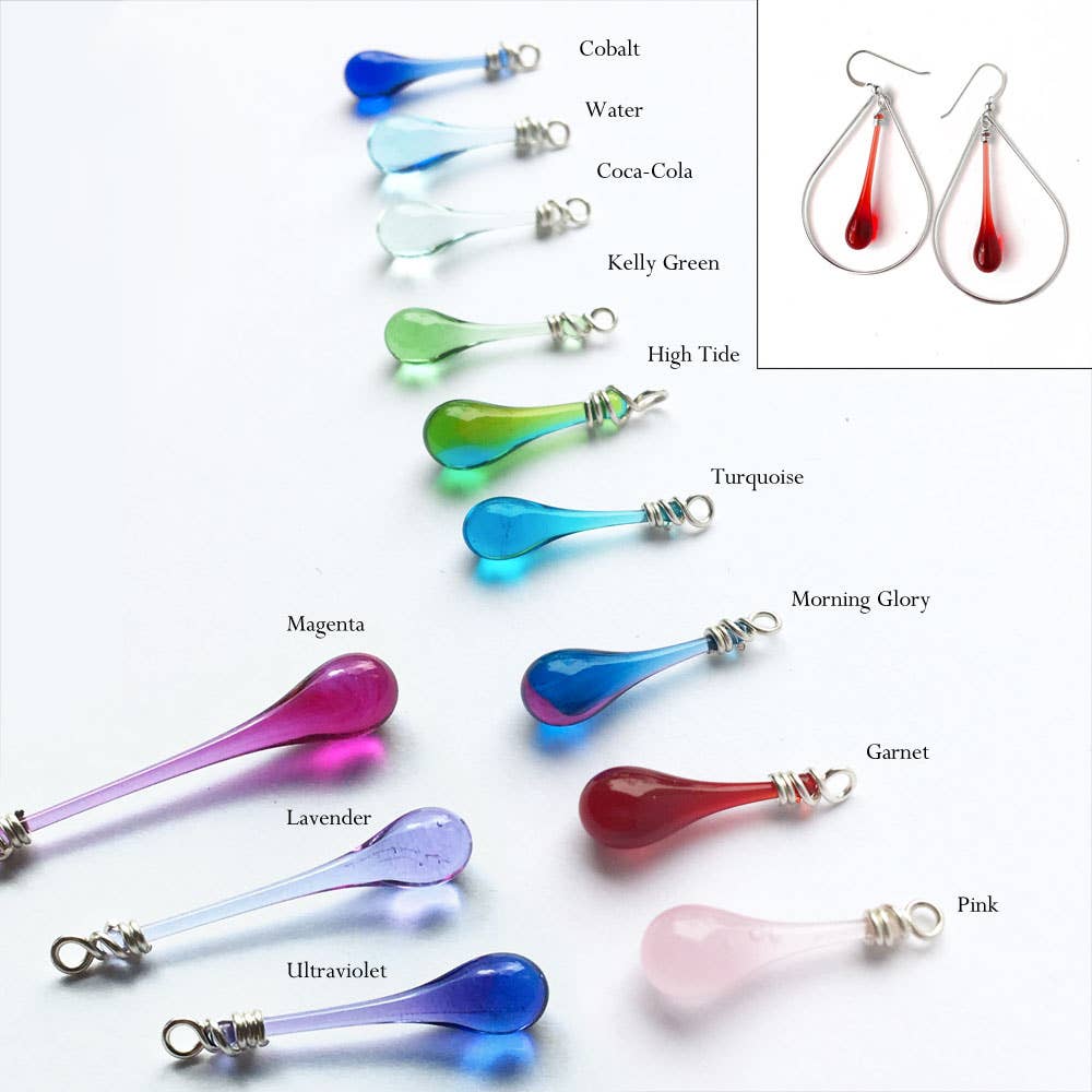 Sundrop Jewelry - Wholesale Dangle Earrings - Laceleaf Glass and Silver Earrings0