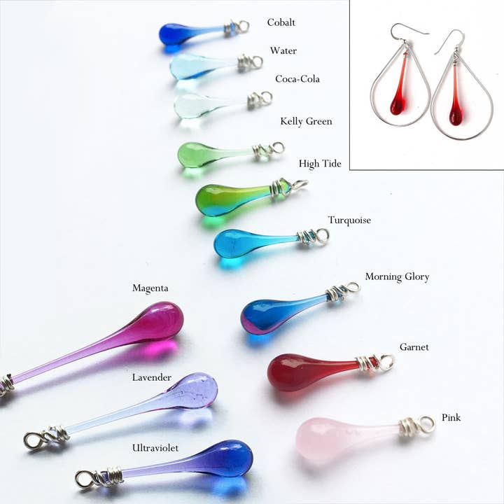 Sundrop Jewelry - Wholesale Dangle Earrings - Laceleaf Glass and Silver Earrings