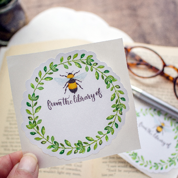 Sunshine and Ravioli - Wholesale Book Plate - Bumblebee Wreath Bookplate Stickers1