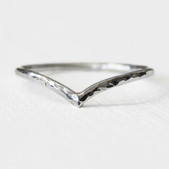 Hammered Chevron Ring - Sterling SIlver for wholesale by Ivy & Gold Handcraft