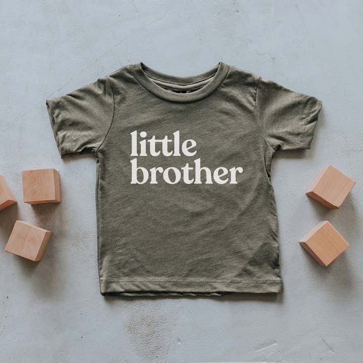Gladfolk - Wholesale Screen Printed T-Shirt - Kids - Olive Little Brother Kids Tee1