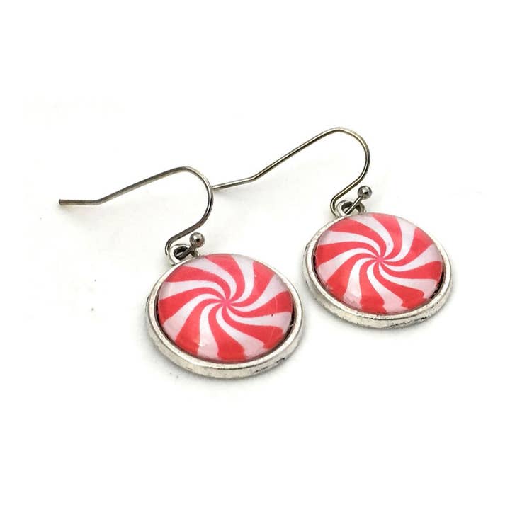 Peppermint Swirl Earrings - Christmas - Holiday for wholesale by Fern & Filigree