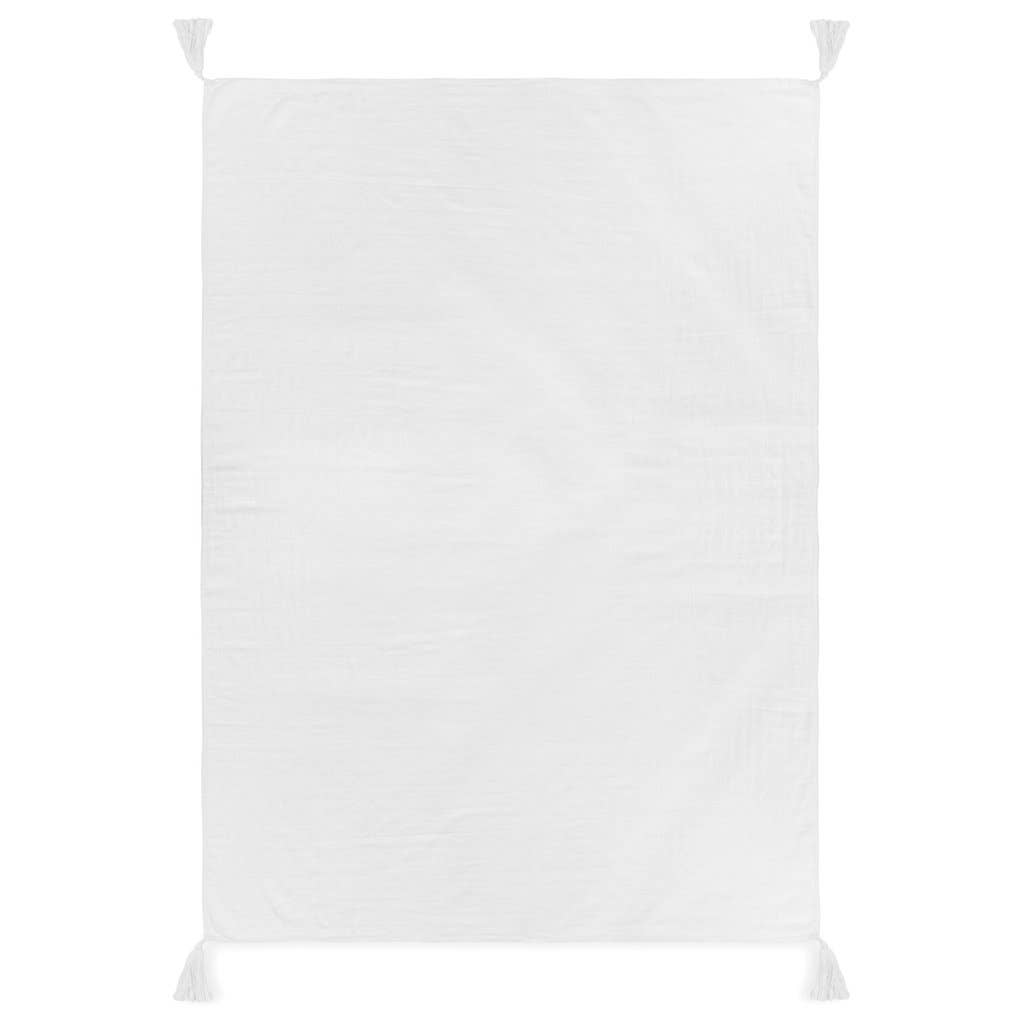 Modern Burlap – Engroshandel Tæppe – Økologisk bomuld Muslin XL Kast Blanket - Hvid Kvaster1