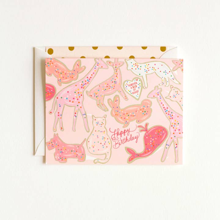 The First Snow - Wholesale Birthday Card - Kid at Heart Animal Cookies Happy Birthday Greeting Card