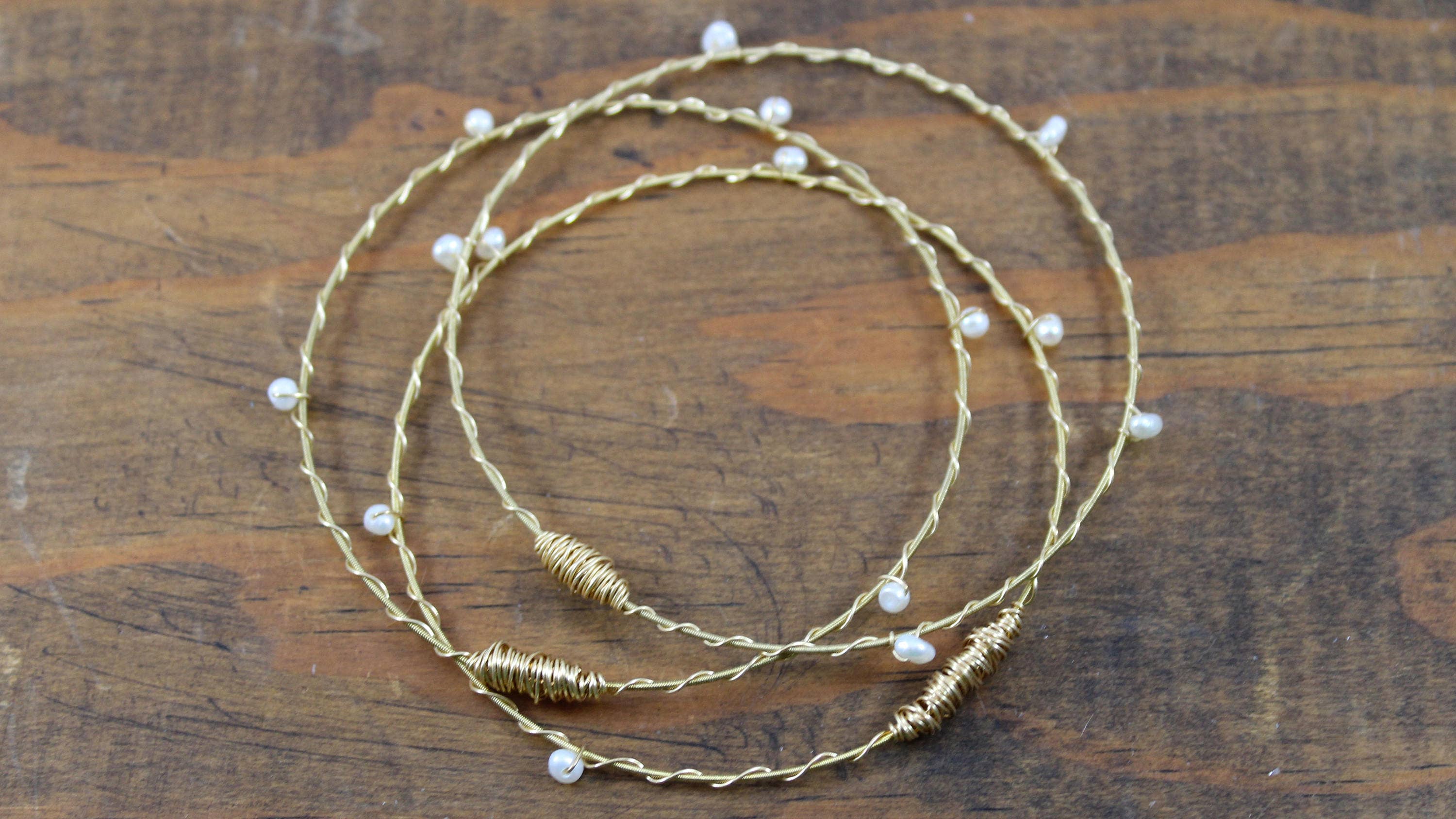 ReStrung Jewelry - Vente Bracelet jonc - Bracelets-bracelets en pierres précieuses - Perle blanche4