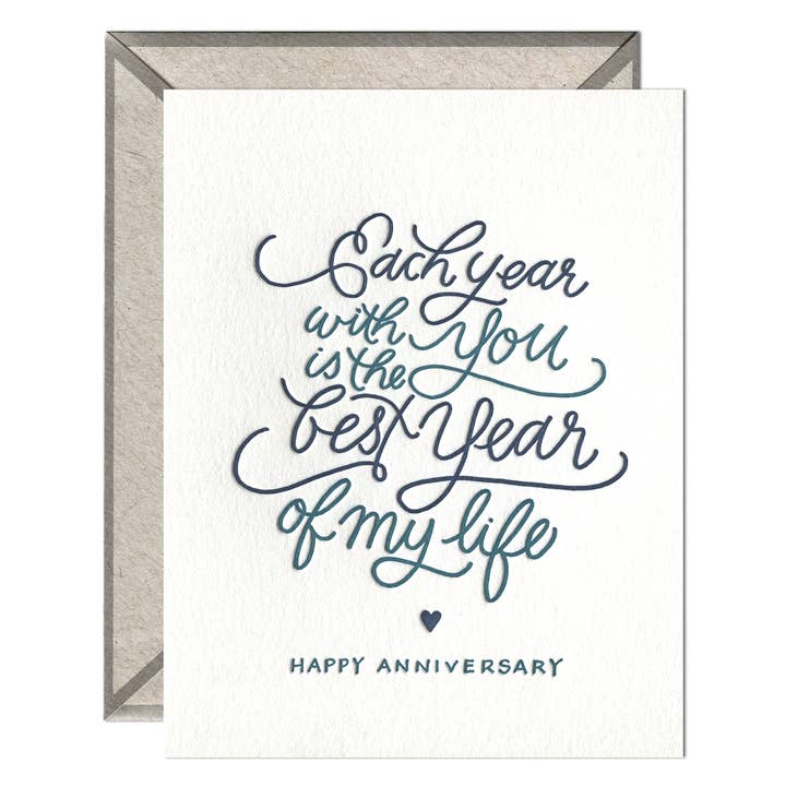 Each Year With You - Love + Anniversary card for wholesale by INK MEETS PAPER