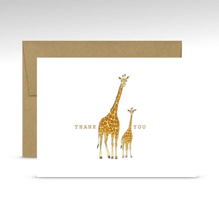 A Case Of Giraffe Pair Thank You Card - White for wholesale by Wee Wild Ones