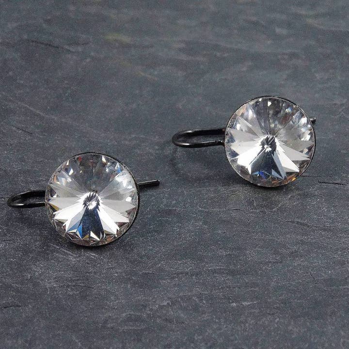 Austrian Crystal Gunmetal Earrings, Elegant Gifts for Women for wholesale by Designed by Stacey Jewelry