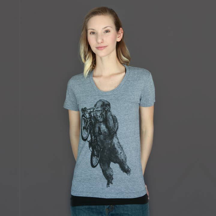 Dark Cycle Clothing - Wholesale Screen Printed T-Shirt - Women's - Gorilla On A BMX Bike Women's Tee