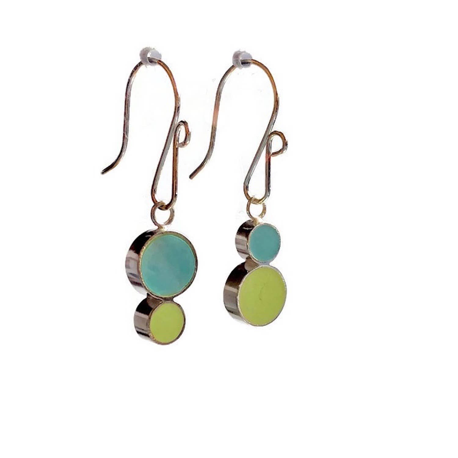Kiwi Raspberry Light Aqua Celery Colorful Reversible Circles - Double Dot Earrings for wholesale on Faire2