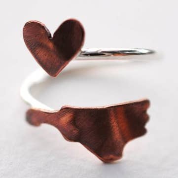 North Carolina Heart Place Ring for wholesale by LettersToSarah Metalsmithing