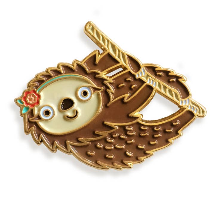 Sloth Enamel Pin for wholesale by Night Owl Paper Goods