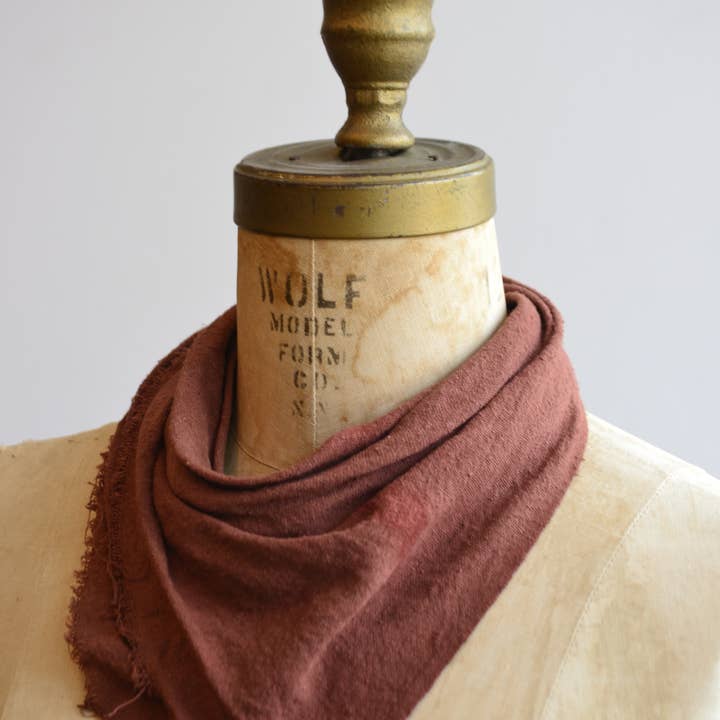 Eco Raw Studio - Wholesale Bandana – Women's - Terracotta Solid Naturally Dyed Bandana5
