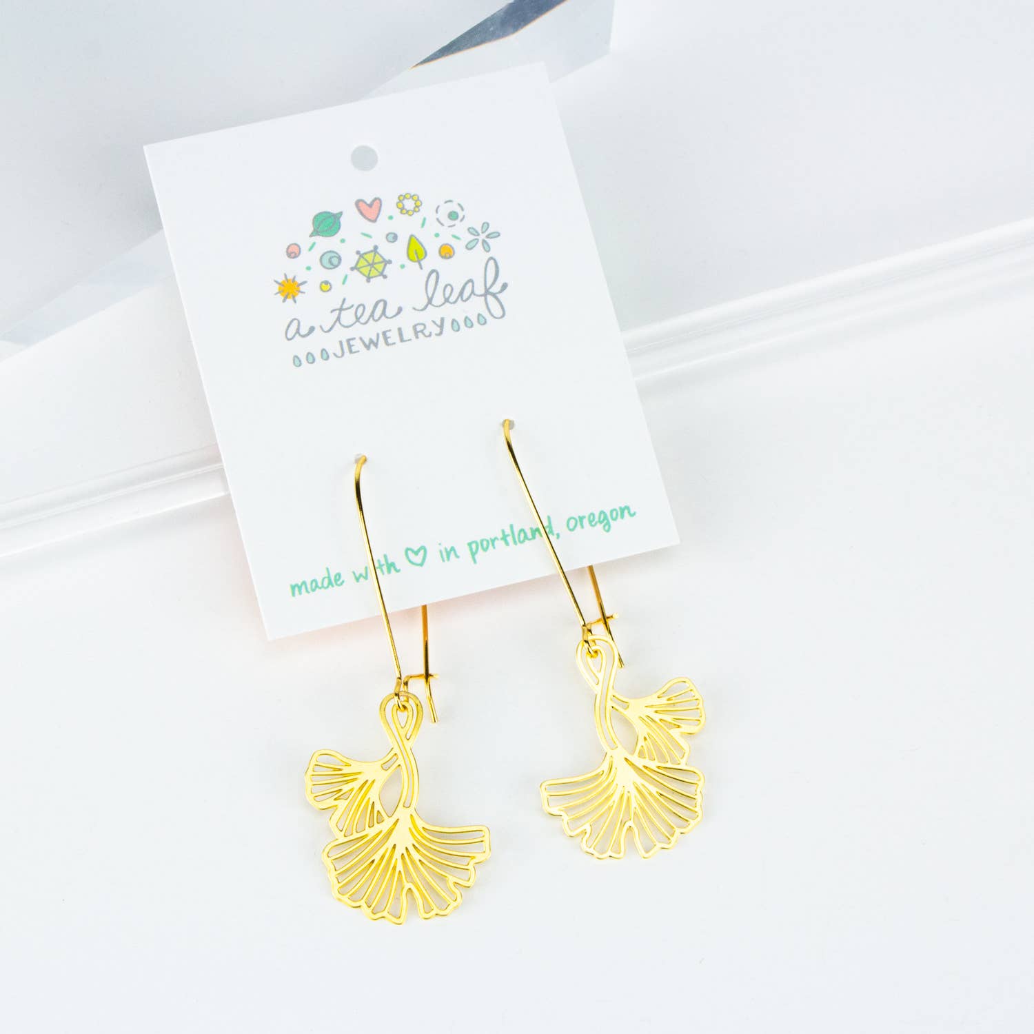 A Tea Leaf Jewelry - Wholesale Dangle Earrings - Ginkgo Leaves Earrings1