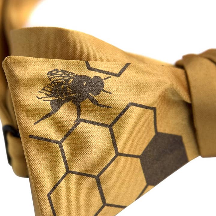 Honeybee Bow Tie. "Oh Honey!" Bee Hive Print for wholesale by Cyberoptix Tie Lab