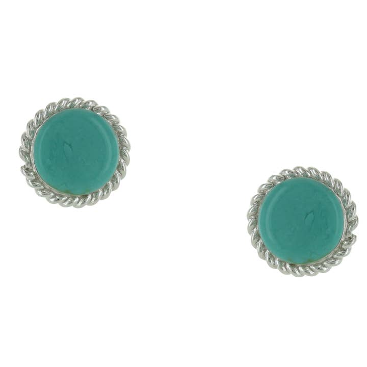 Roped Turq Post Earring for wholesale by Indigo Sterling Silver