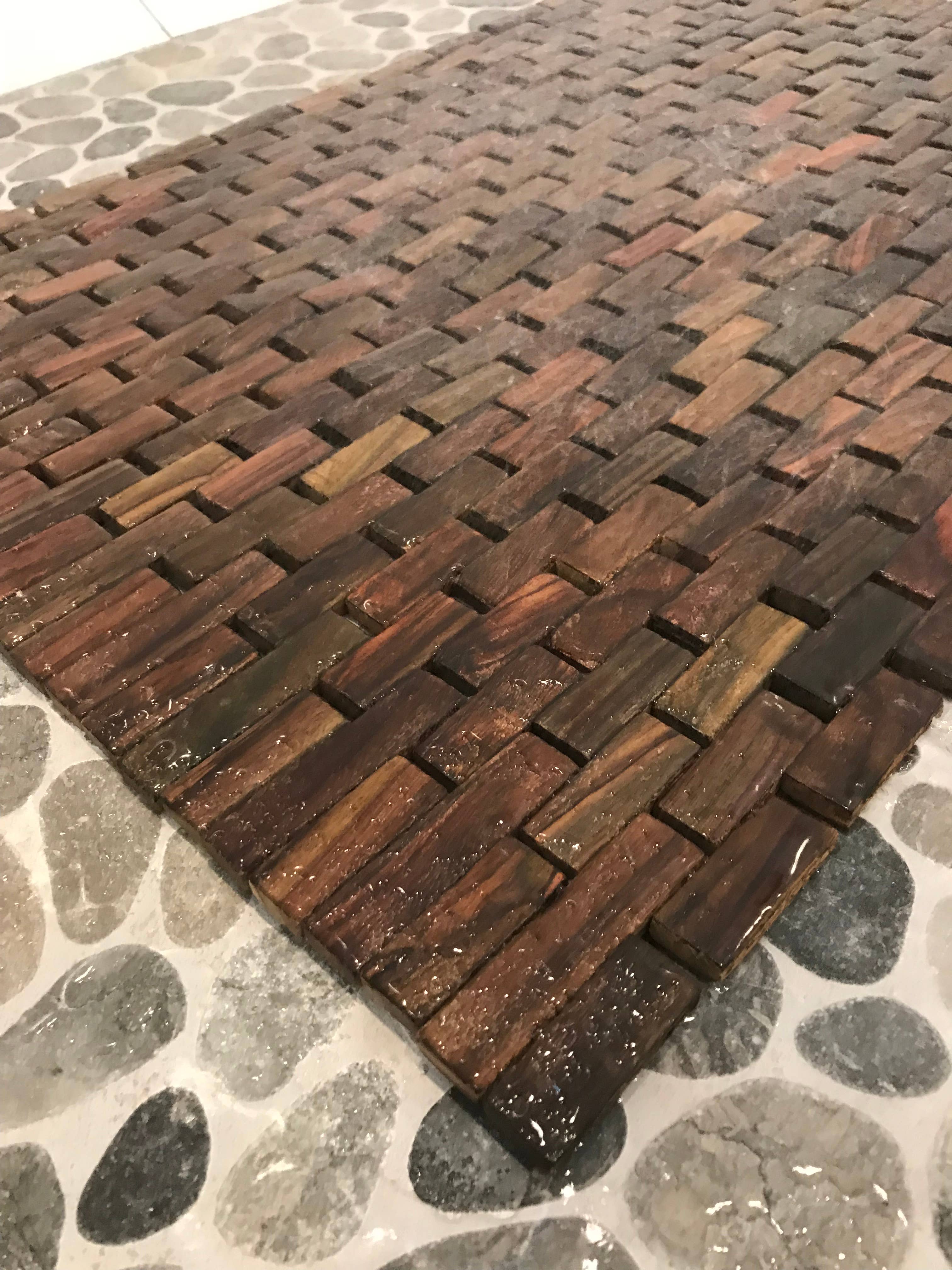 Hip-o Modern Living – wholesale Badrumsmatta – Teak & rosenträ inomhus/utomhus bad & dusch matta (28 x 20")0