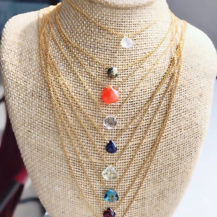 Sonya Renee Jewelry - Wholesale Pendant/Charm Necklace - Dottie Gold Chain Pendant Necklace - Semi-Precious Stone10