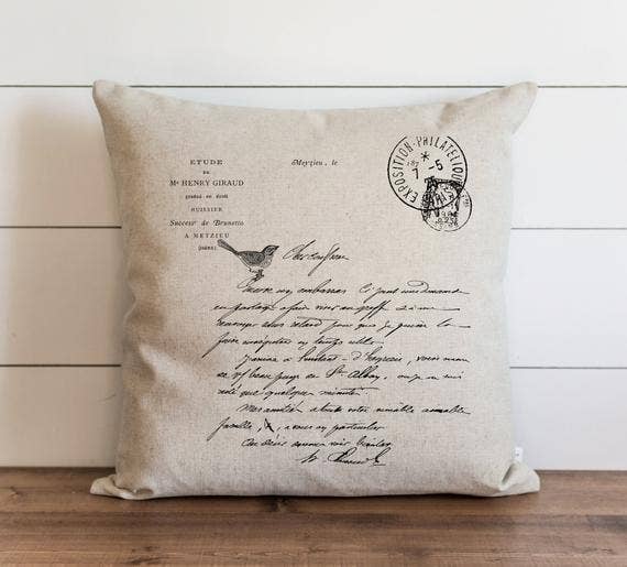 Porter Lane Home - Wholesale Throw Pillow Cover - French Letter Pillow Cover
