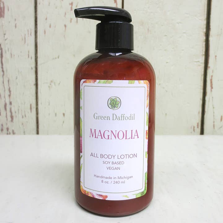 Magnolia Soy Lotion Pump Bottle for wholesale by Green Daffodil Bath & Body