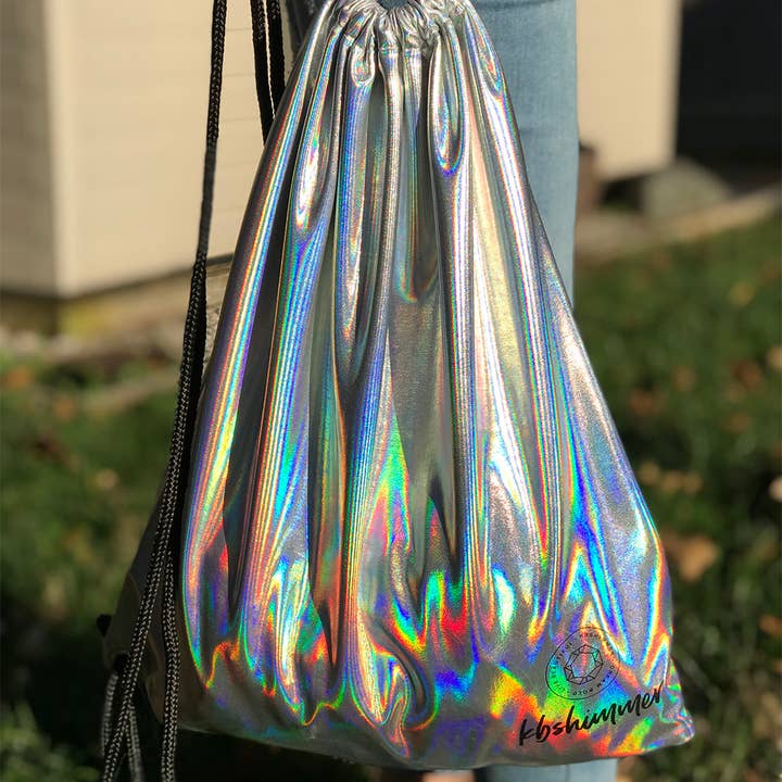 KBShimmer - Wholesale Drawstring Bag - Women's - KBShimmer Silver Holographic Drawstring Backpack4