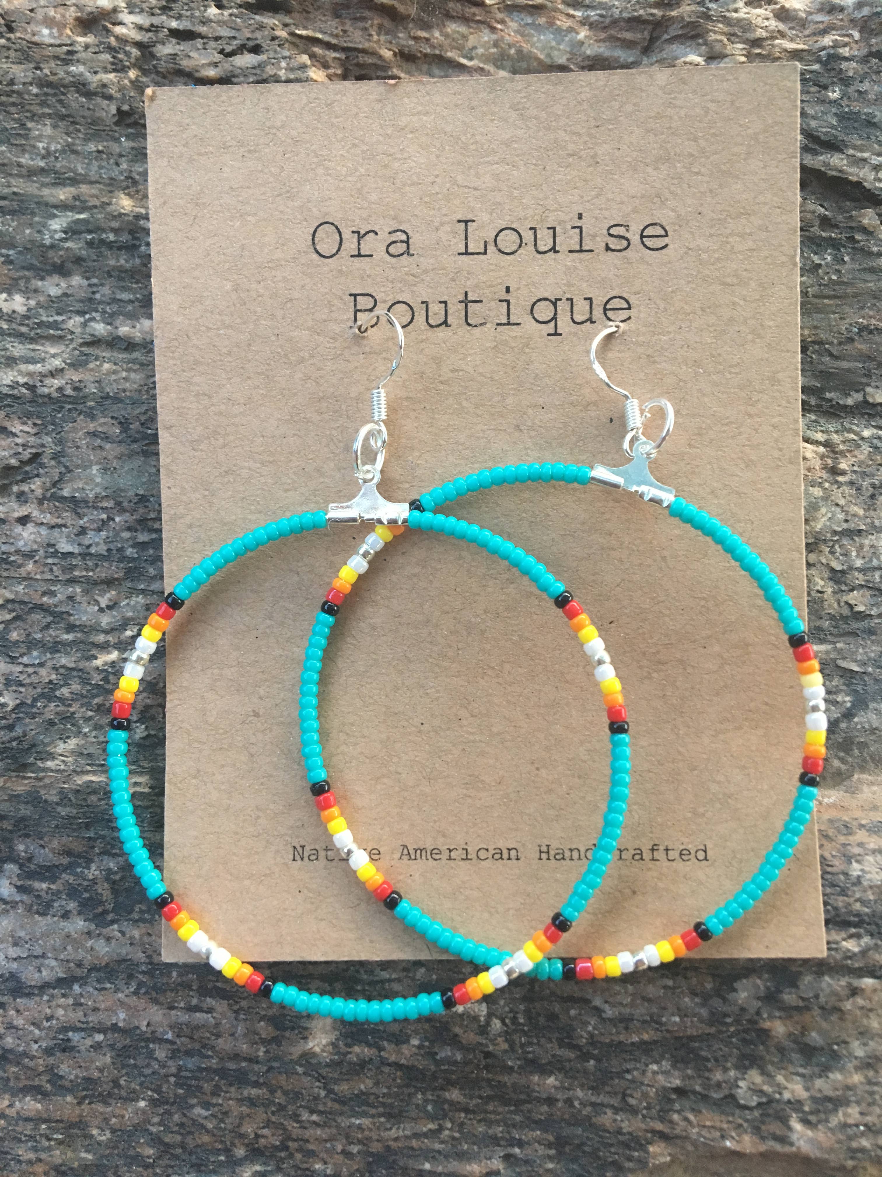 round beaded native earrings