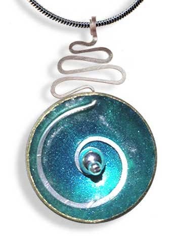 Hypnotic Pendant - Teal with Silver Bead for wholesale by LeDanse Limited Edition Jewelry