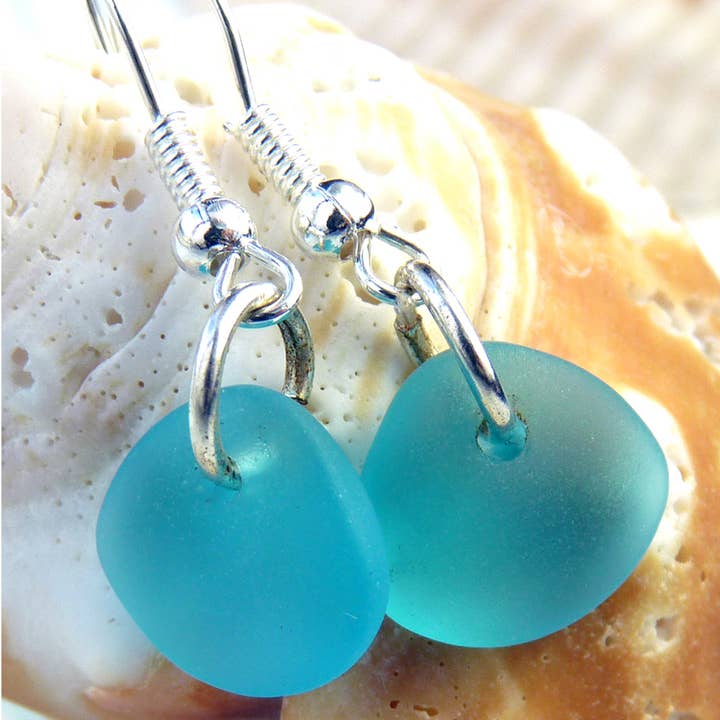 Snazzy and Co - Wholesale Dangle Earrings - Beach Glass Shard Dangle Earrings1