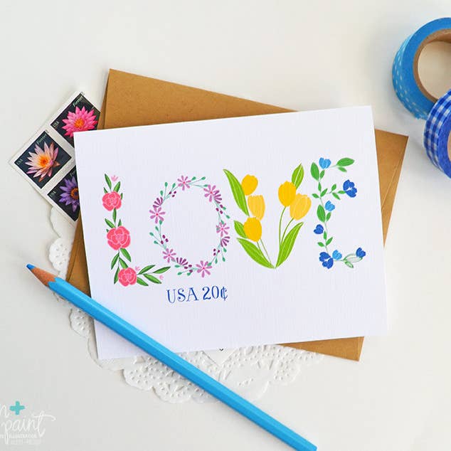Pen & Paint - Wholesale Love Card - Love Vintage Stamp Card, Valentine's Day1
