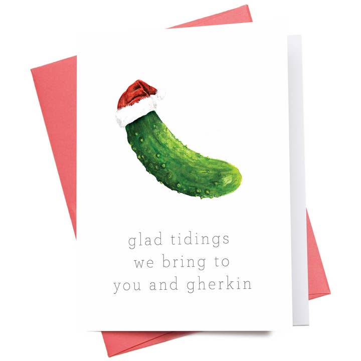 Inkwell Cards - Wholesale Christmas Card - Glad Tidings Gerkin | Christmas Greeting Card