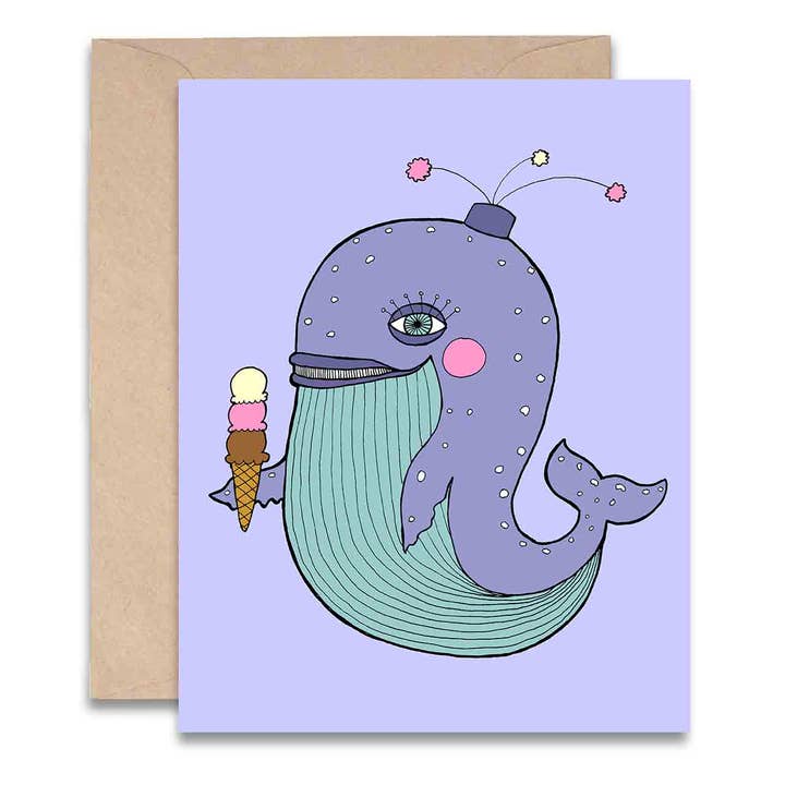 Whale Card for wholesale by Jodi Lynn's Emporium of Doodles