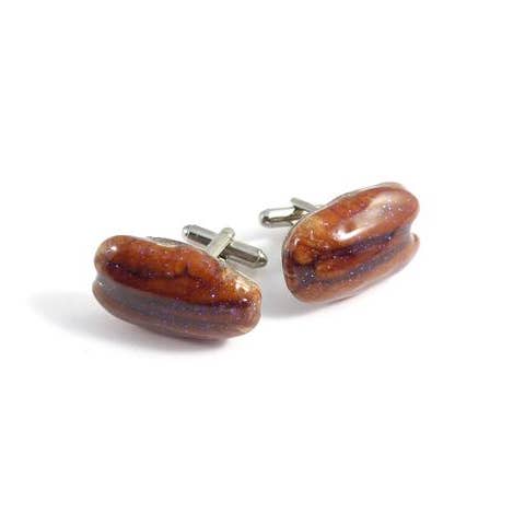 Pecan manchetknopen - Noten sieraden voor wholesale door Glitterlimes