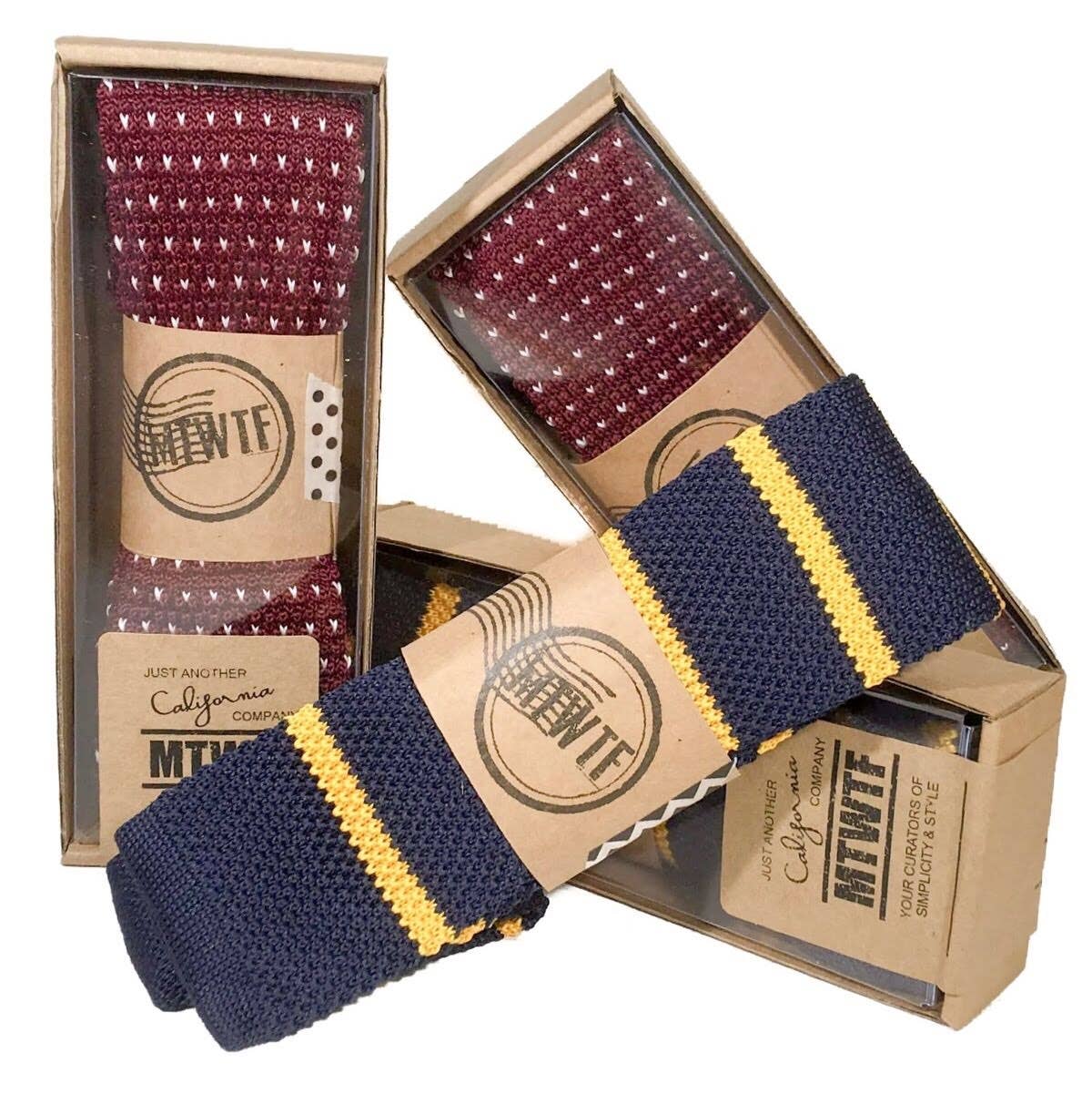 MTWTF – wholesale Necktie – Men’s – Scholastic Set of Modern Square Bottom Knit Ties2