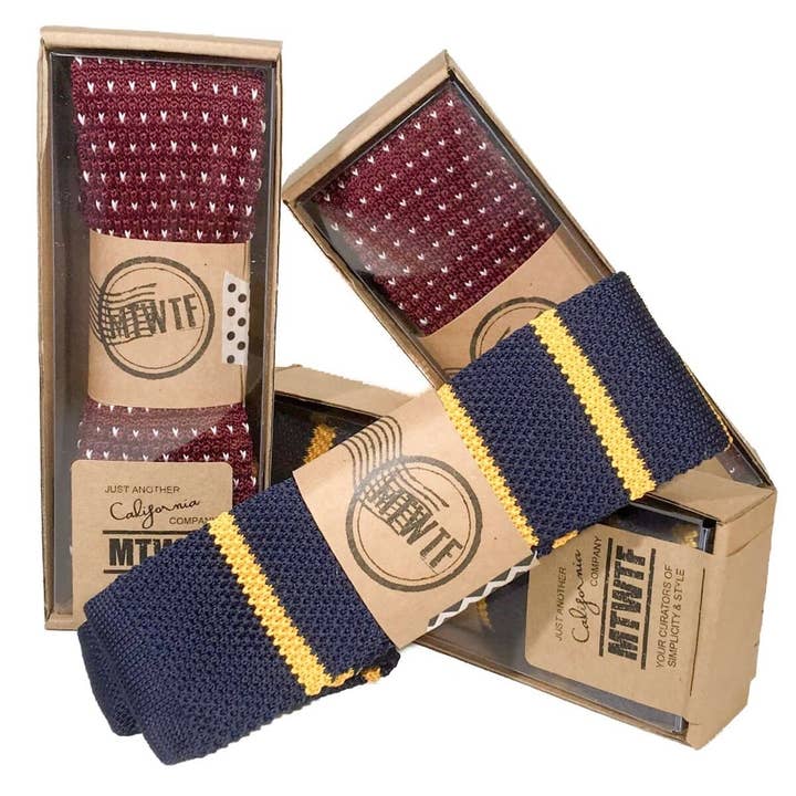 MTWTF - Vente Cravate – homme - Ensemble scolaire de cravates tricotées modernes à fond carré2