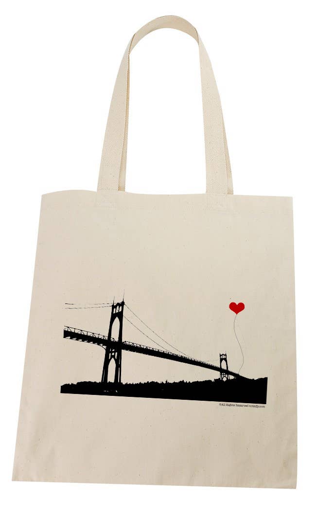 noteify - Wholesale Tote Bag - Unisex - Portland Oregon St. John's Bridge Cotton Canvas Tote Bag0