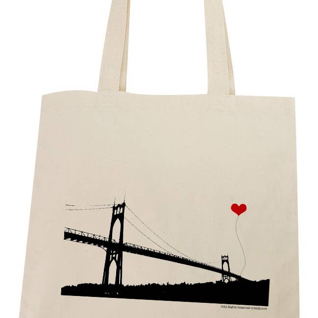 noteify - Wholesale Tote Bag - Unisex - Portland Oregon St. John's Bridge Cotton Canvas Tote Bag0