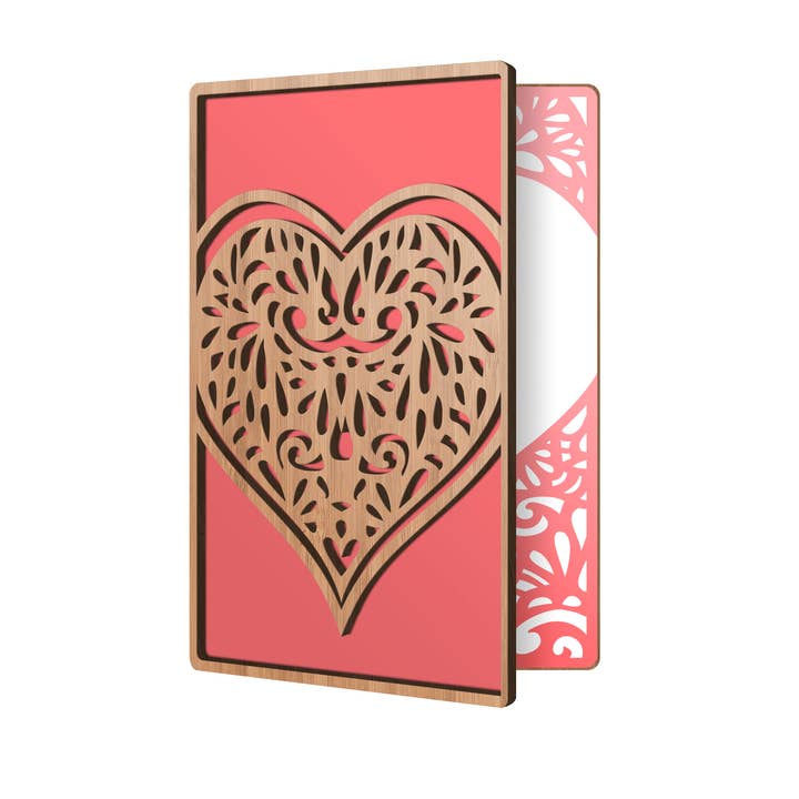 Cartões de Dia dos Namorados de Bambu Artesanais | Intricate Heart por atacado de Heartspace Cards