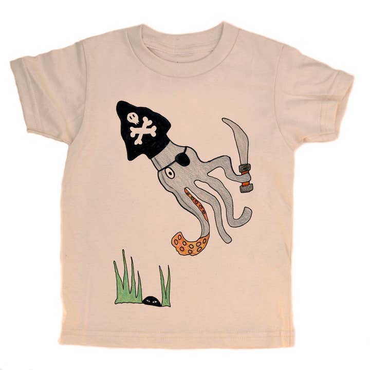 Pirate Squid - Camiseta orgánica para niños para venta al por mayor de orangeheat