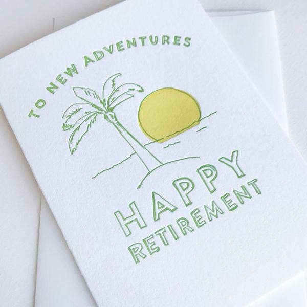 New Retirement Adventures - Letterpress Congrats Card for wholesale by Steel Petal Press