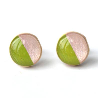 Brincos de mola com tachas rosa e verde por atacado de Starlight Woods