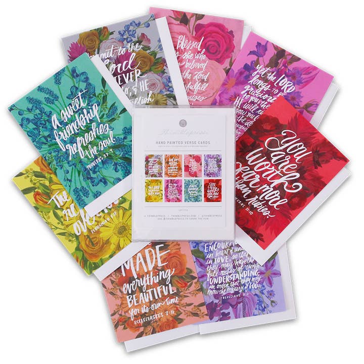 Thimblepress - Wholesale Stationery/Notecard Set - Box Set of 8 Bible Verse Greeting Cards