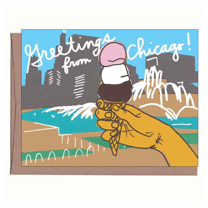 City/State Ice Cream Greeting Card for wholesale by La Familia Green