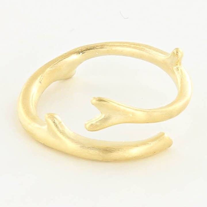 Anello in Ottone Placcato Oro 14K con Corallo dell'Alaska per la vendita all'ingrosso da parte di Sailormade