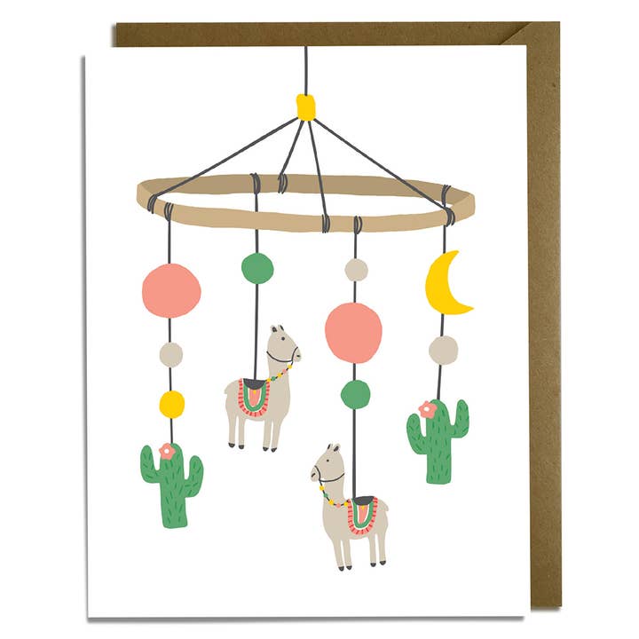 Carte bébé Lama Mobile pour la vente par Kat French Design